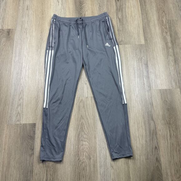 Adidas Pants Mens Large Gray Tiro AEROREADY Soccer Stripe Athletic Track